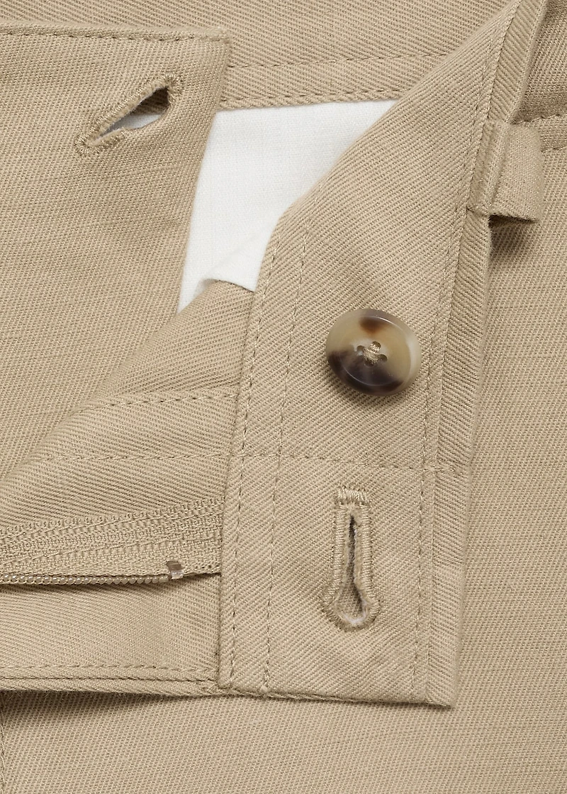 Linen-blend regular-fit pants