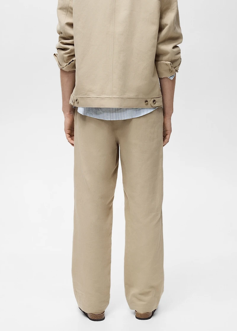 Linen-blend regular-fit pants