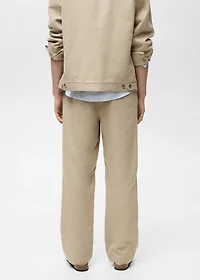 Linen-blend regular-fit pants