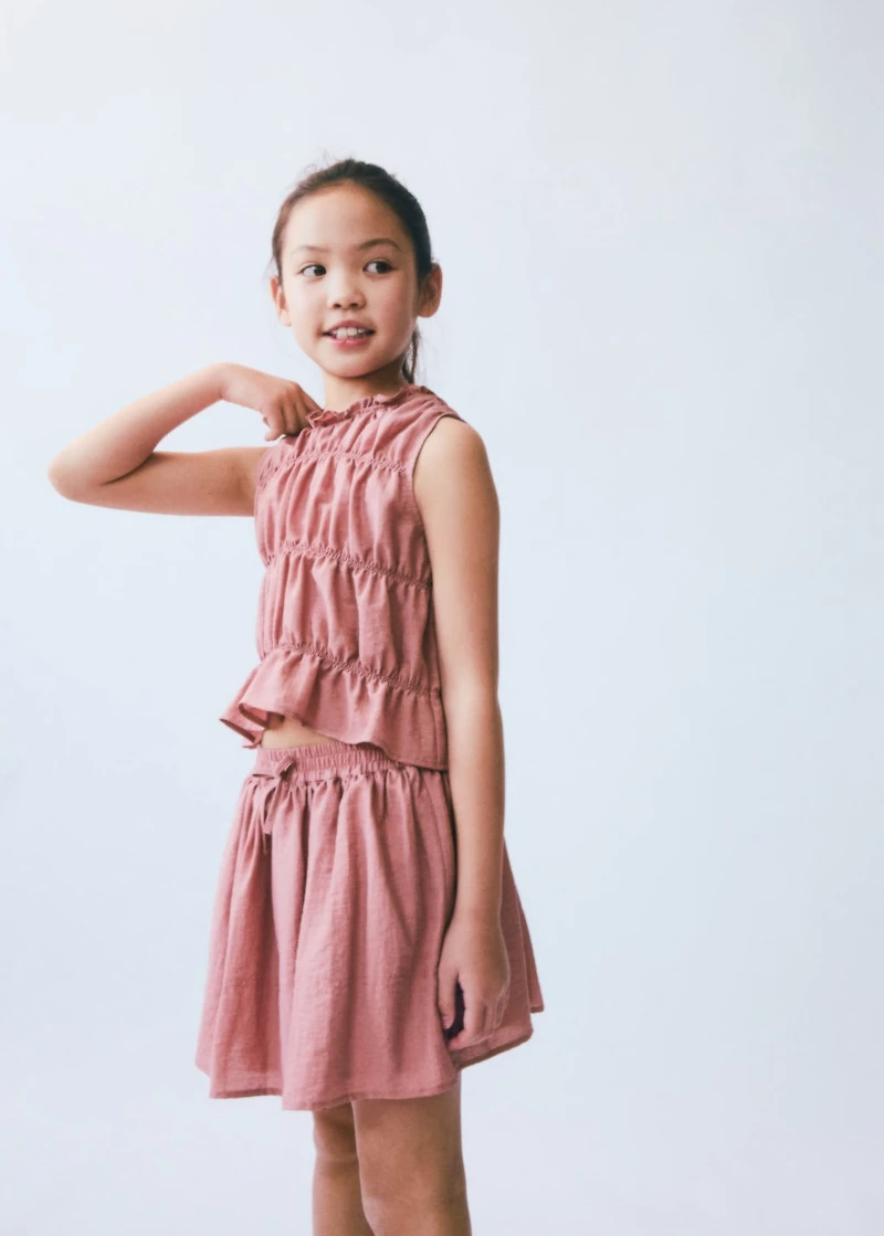 Linen skirt with elastic waist