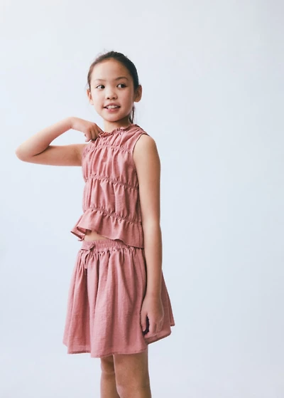 Linen skirt with elastic waist