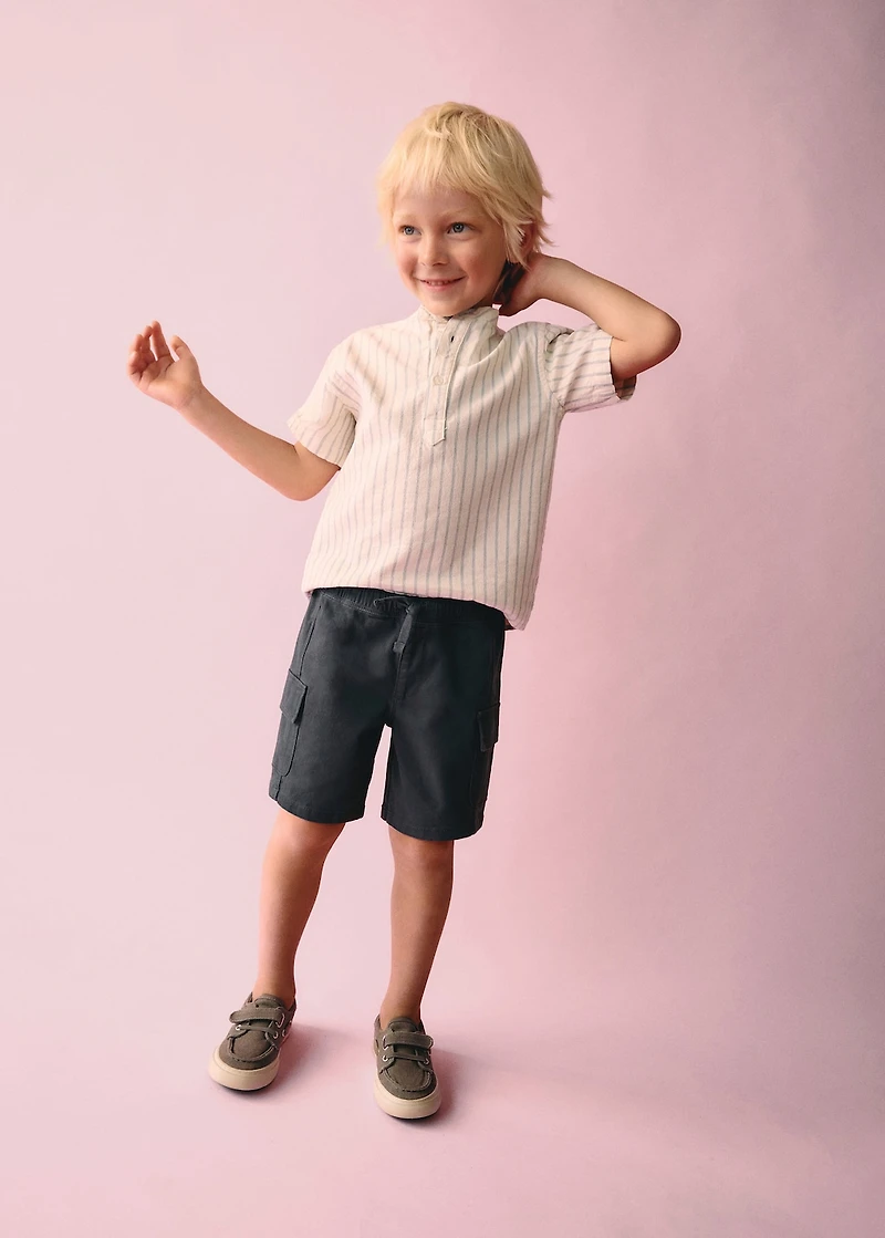 Drawstring cargo Bermuda shorts