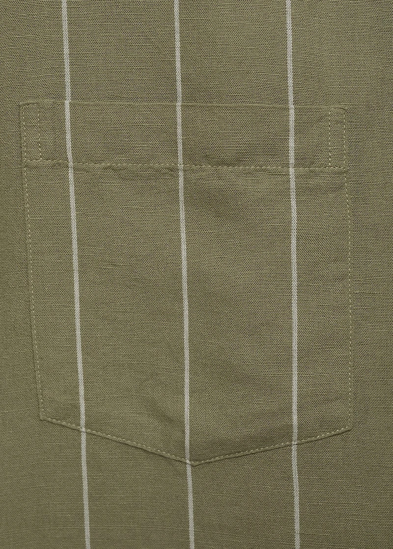 Linen bowling shirt with pinstripes