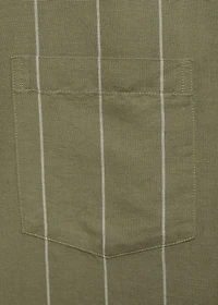 Linen bowling shirt with pinstripes