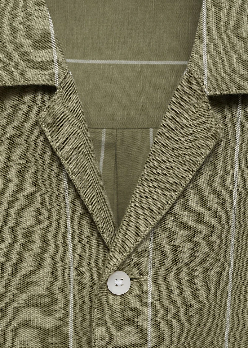 Linen bowling shirt with pinstripes