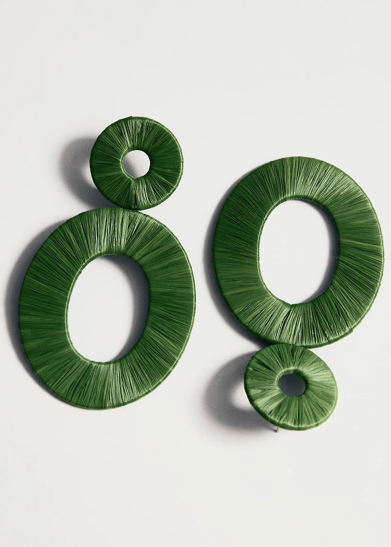 Natural fiber circular-design earrings