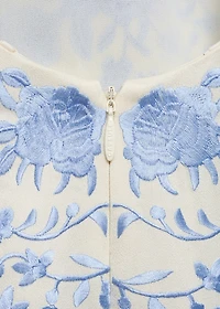 Floral-embroidered dress with fringe detail