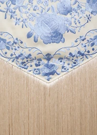 Floral-embroidered dress with fringe detail