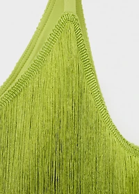 Asymmetrical fringed midi-dress