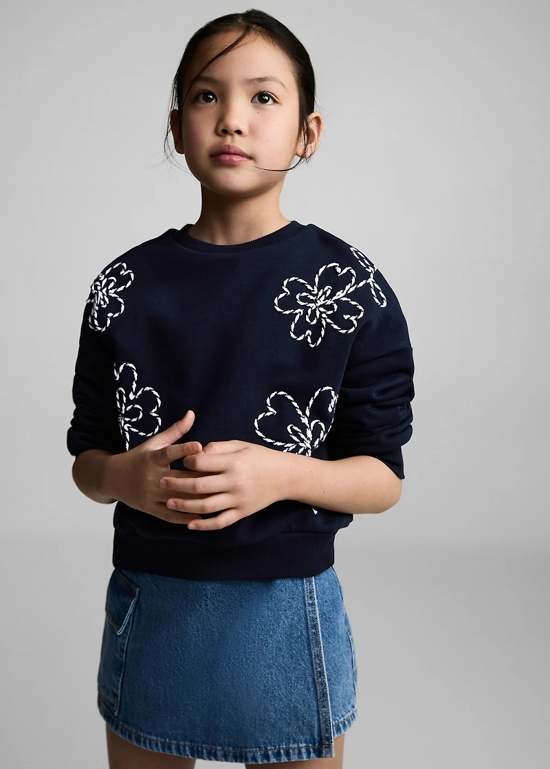 Embroidered floral cotton sweatshirt