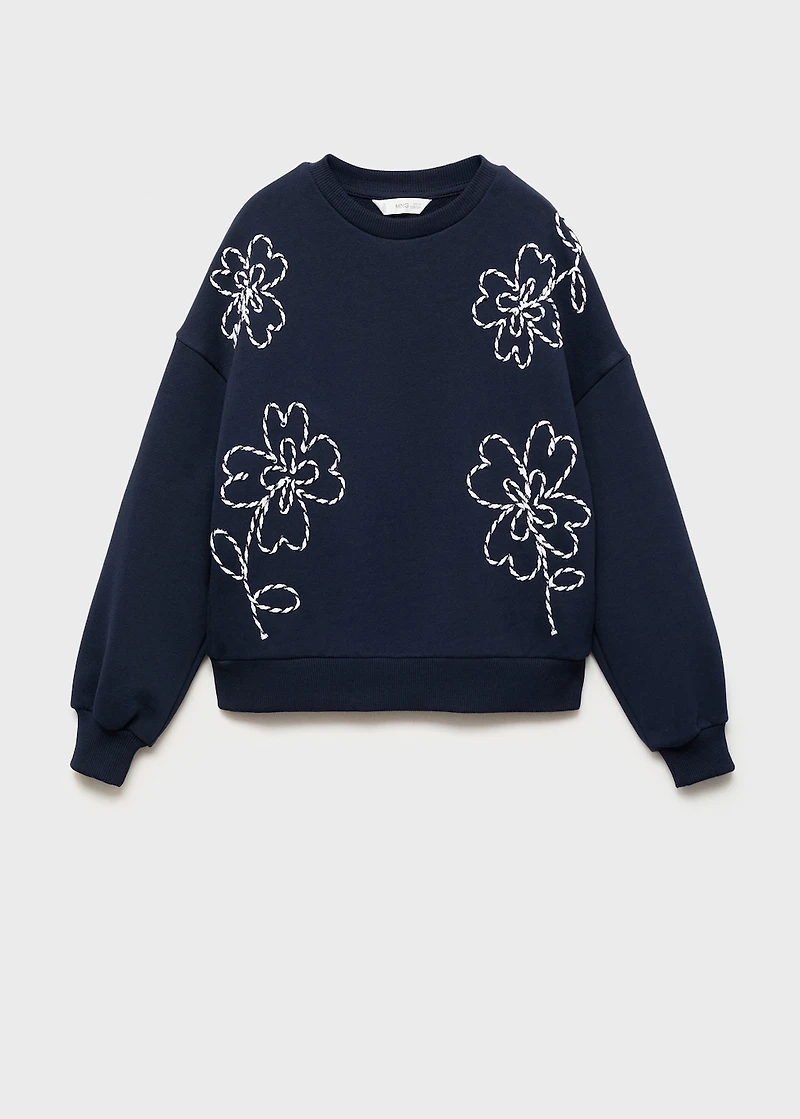 Embroidered floral cotton sweatshirt