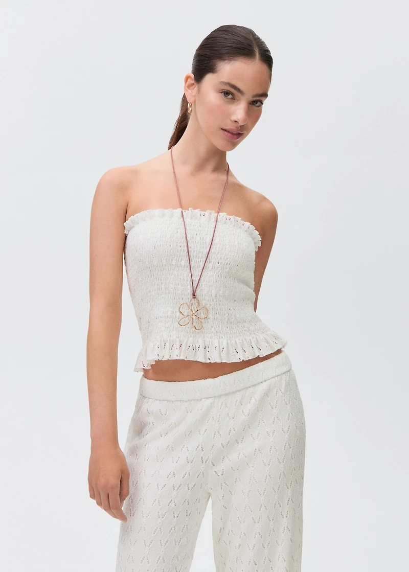 Ruched strapless top