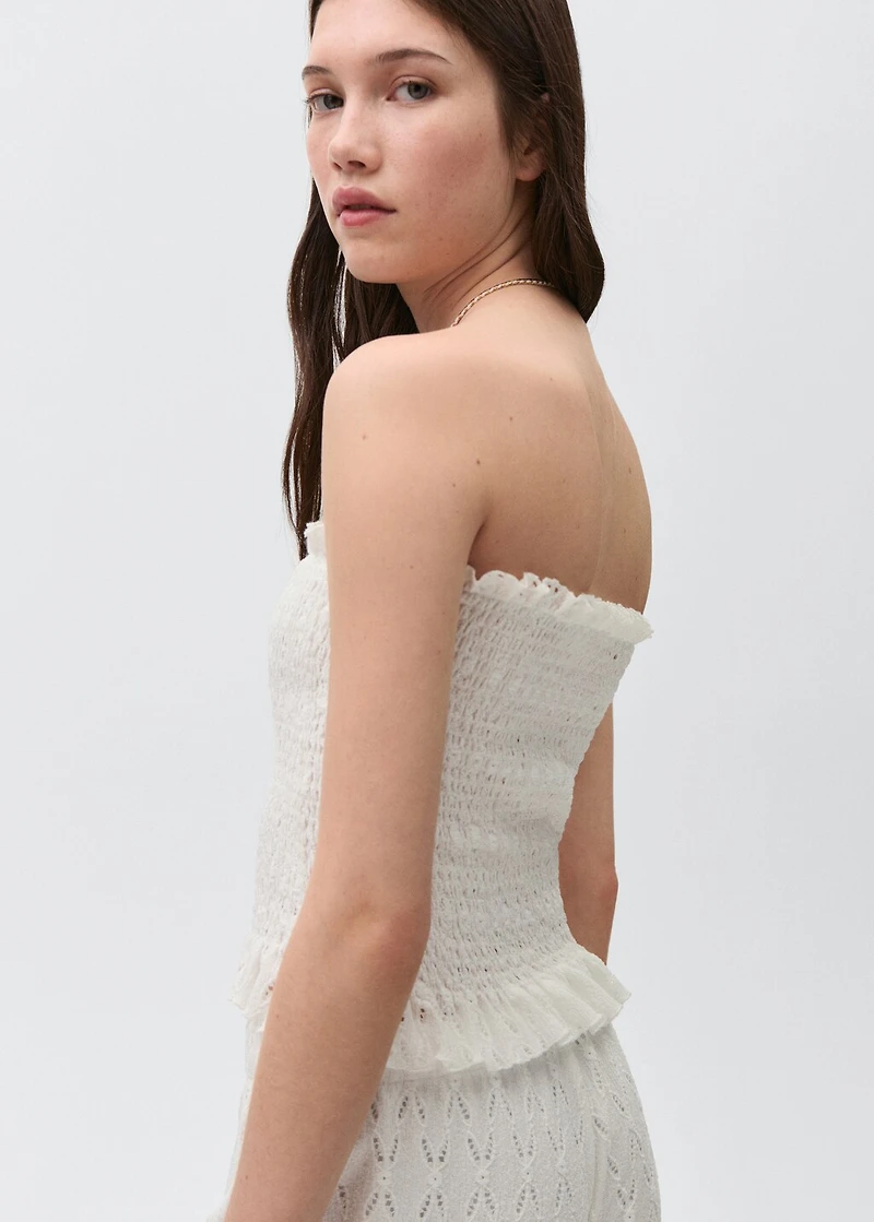 Ruched strapless top