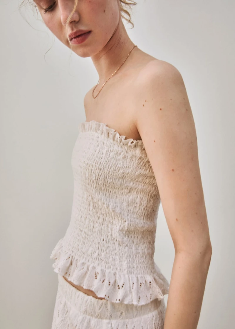 Ruched strapless top