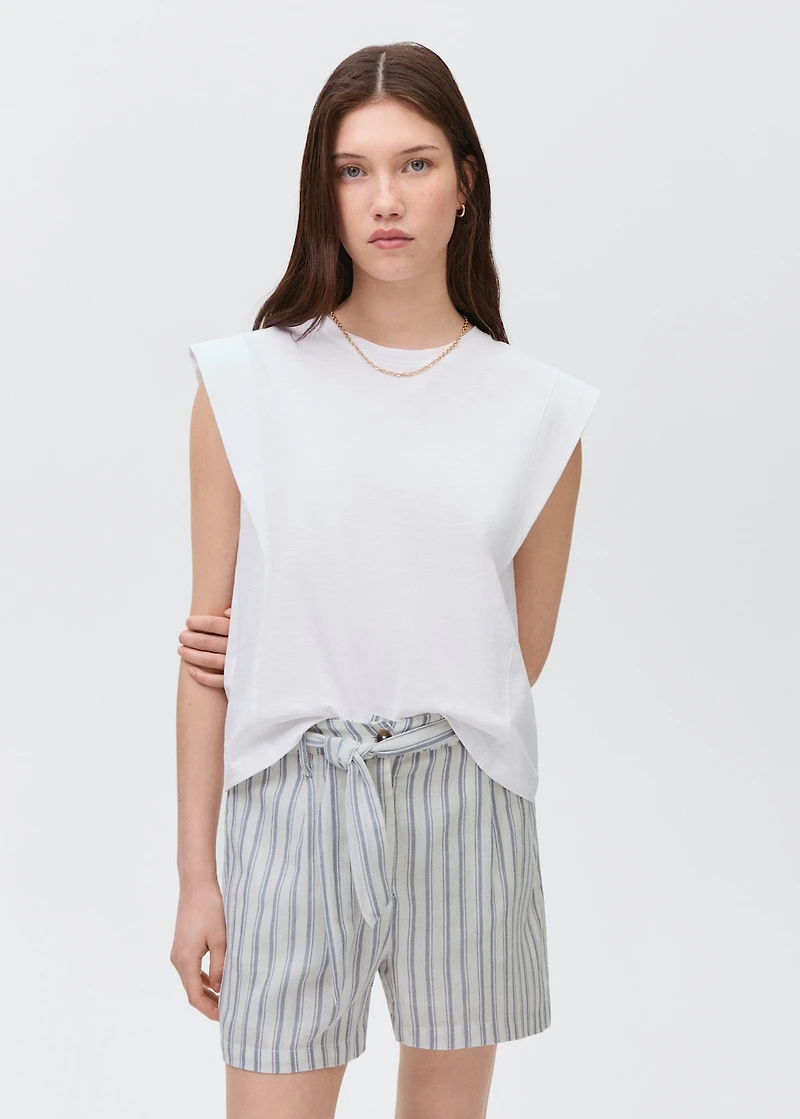 Striped cotton shorts