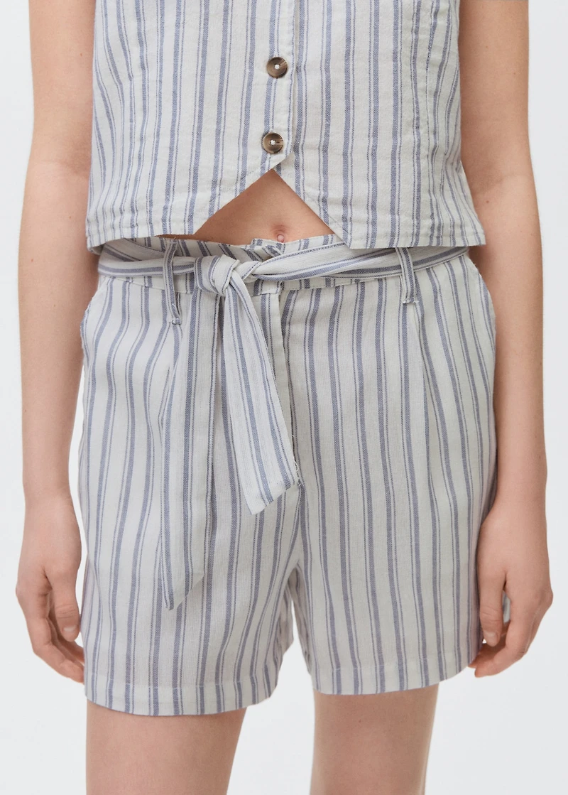 Striped cotton shorts