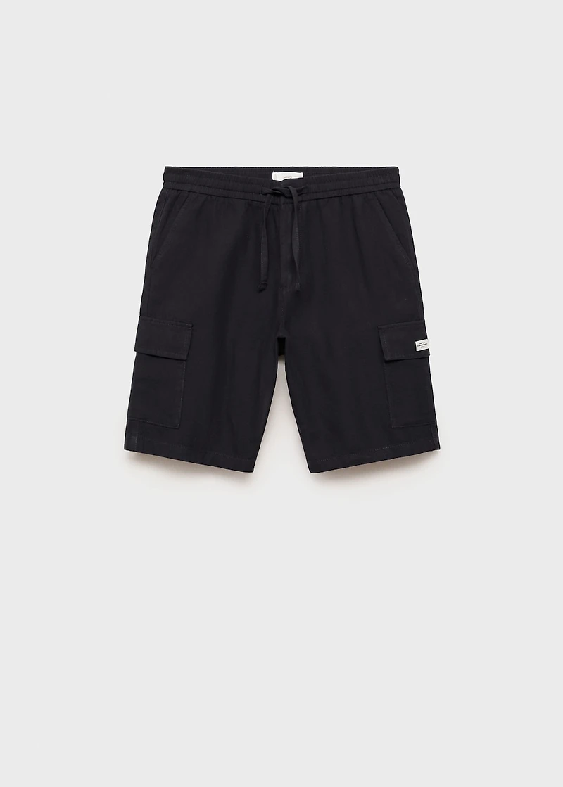 Cotton linen cargo shorts