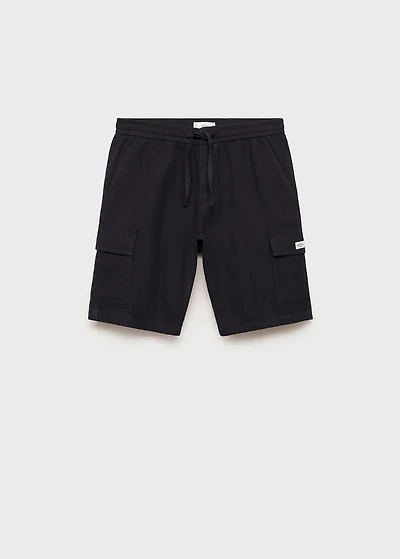 Cotton linen cargo shorts