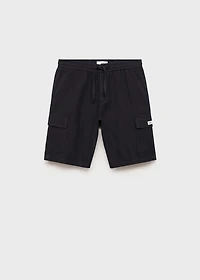Cotton linen cargo shorts