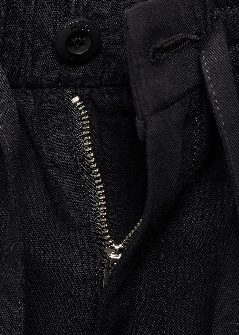 Cotton linen cargo shorts