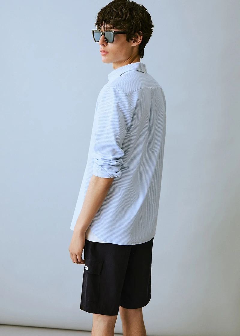 Cotton linen cargo shorts