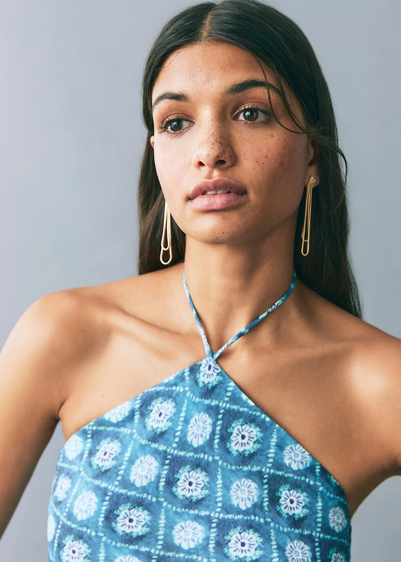 Halter-neck printed dress