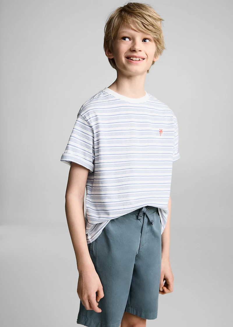 Elastic waist Bermuda shorts