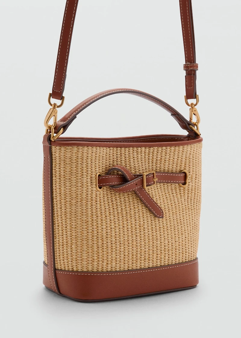 Raffia-effect bucket bag