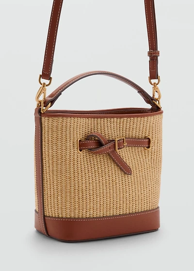 Raffia-effect bucket bag