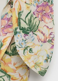 Floral linen shirt with knot detail