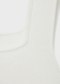 Fine-knit top with low neckline