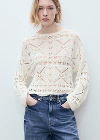 Oversized knitted sweater with lace accents