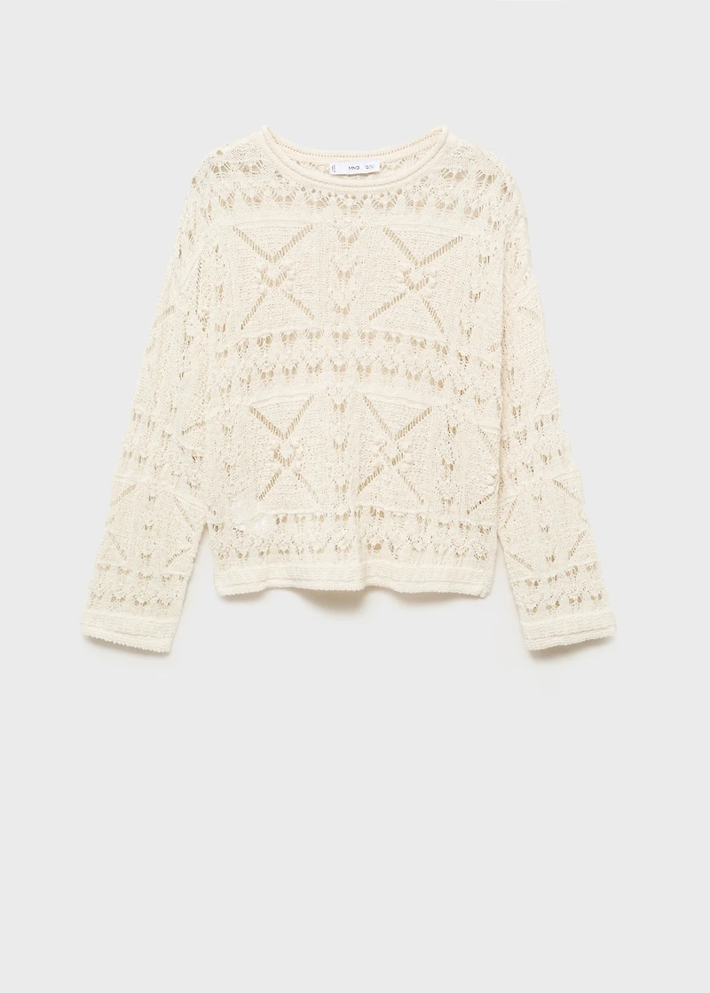Oversized knitted sweater with lace accents