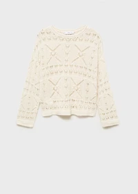 Oversized knitted sweater with lace accents