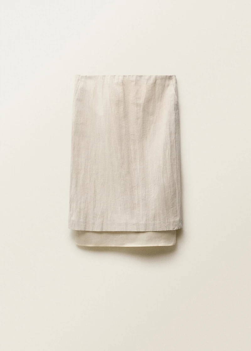 Combined linen-blend midi-skirt