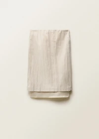 Combined linen-blend midi-skirt