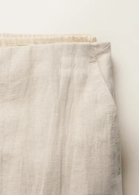 Combined linen-blend midi-skirt