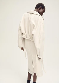 Combined linen-blend midi-skirt