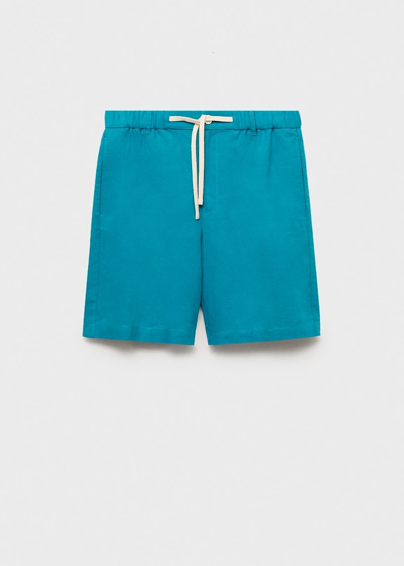 Linen-blend bermuda shorts with drawstring