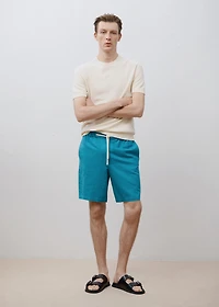 Linen-blend bermuda shorts with drawstring