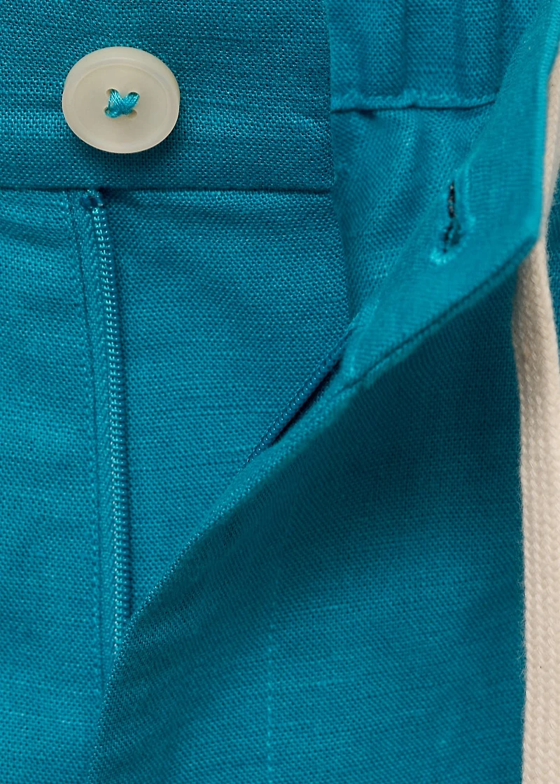 Linen-blend bermuda shorts with drawstring