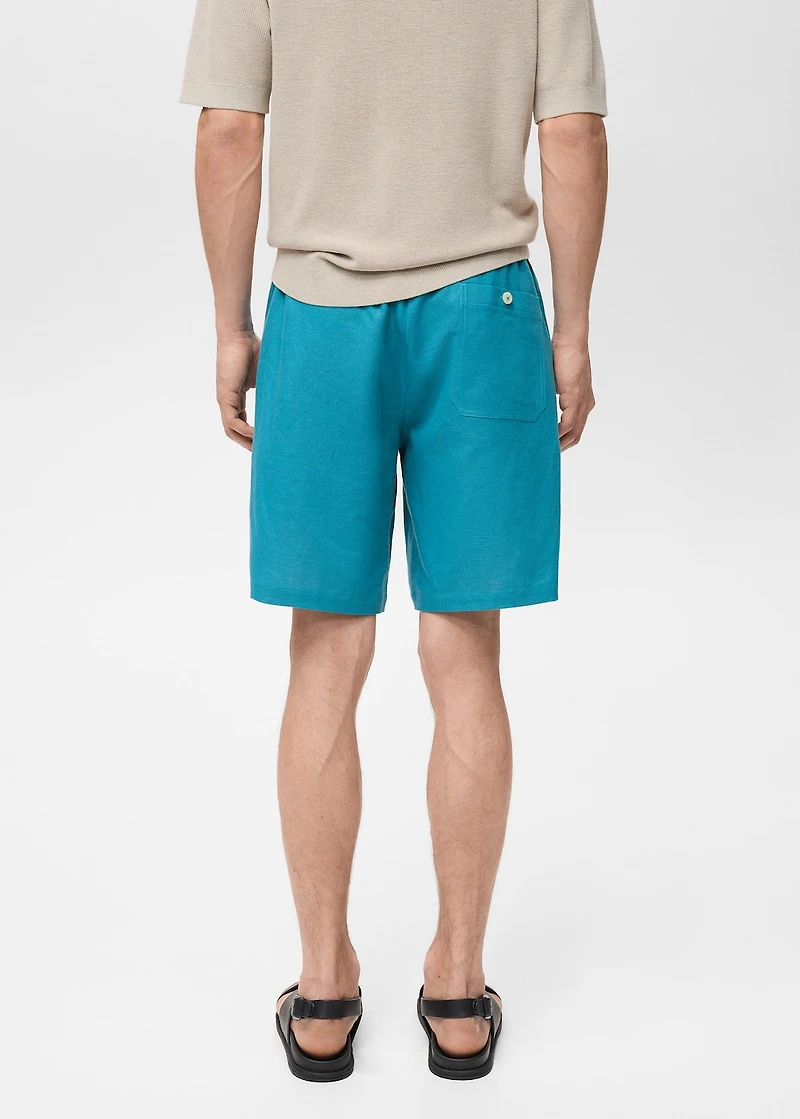 Linen-blend bermuda shorts with drawstring