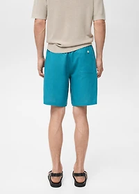 Linen-blend bermuda shorts with drawstring