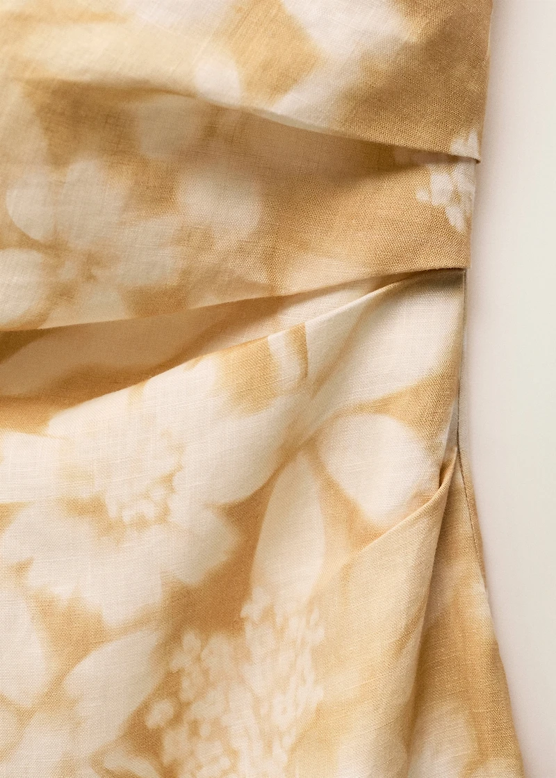 Asymmetrical floral linen dress