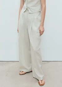 Straight-fit linen-blend suit pants