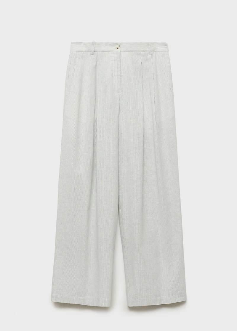 Straight-fit linen-blend suit pants