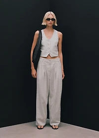 Straight-fit linen-blend suit pants