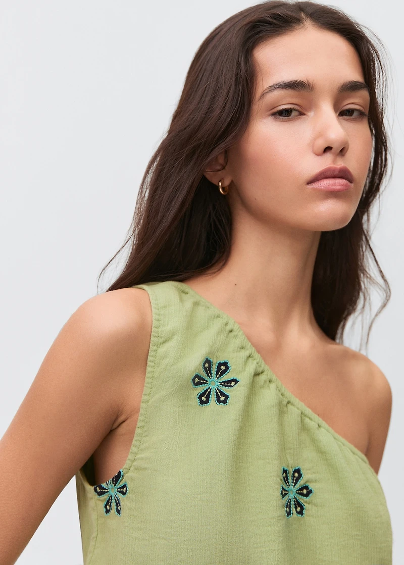 Asymmetrical embroidered top