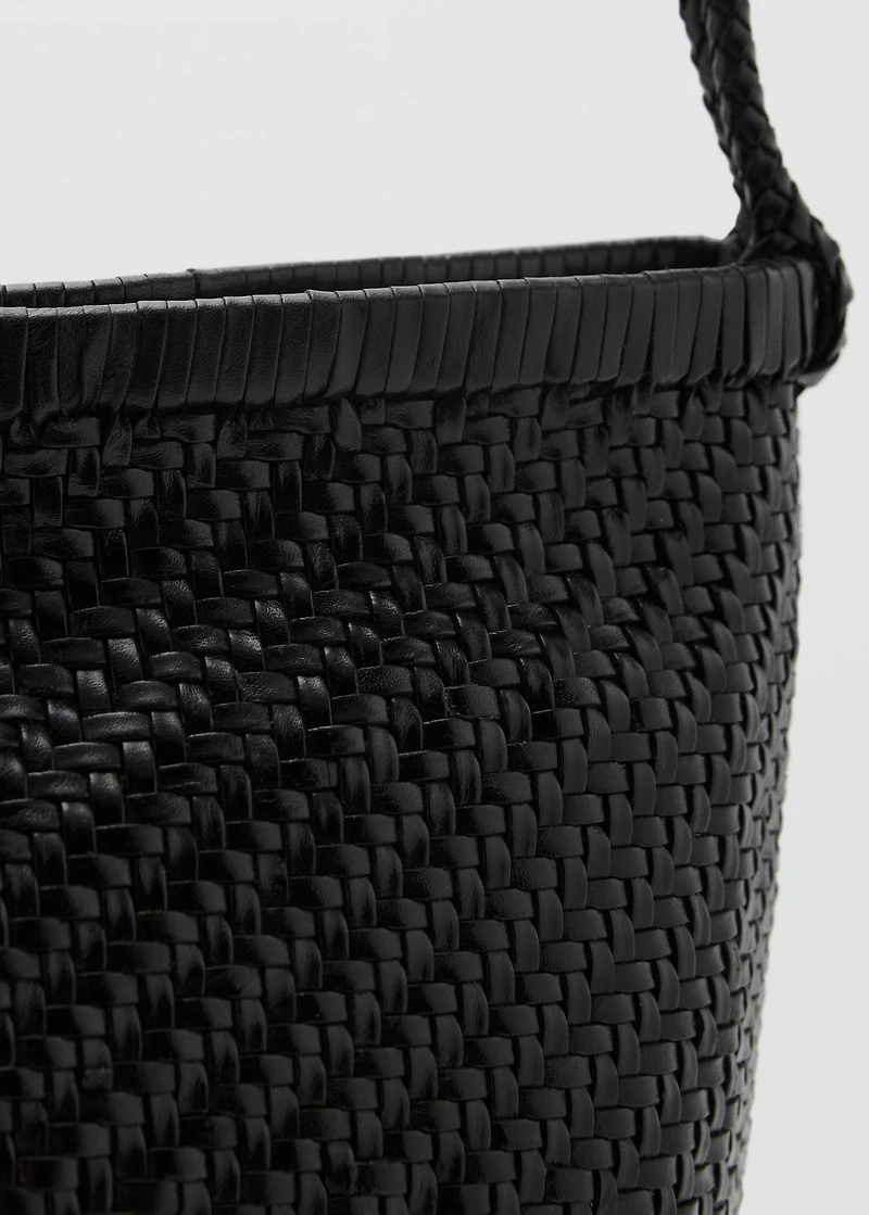 Medium braided leather shoulder bag