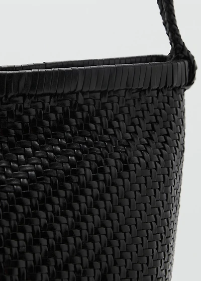 Medium braided leather shoulder bag